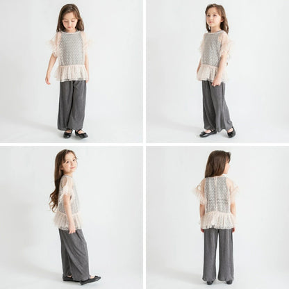日本童裝 Branshes 心形薄紗上衣及背心套裝 90-150cm 女童款 夏季 TOPS