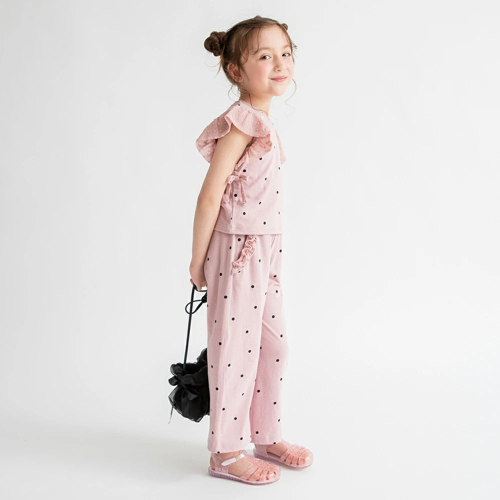 日本童裝 Branshes 荷葉邊袖上衣長褲套裝 80-150cm 女童款 夏季 PANTS