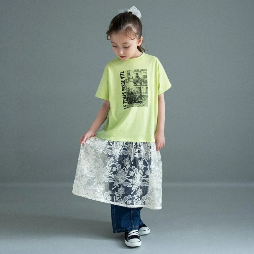 日本童裝 Branshes 絲拼接連身裙 100-150cm 女童款 夏季 DRESSES TOPS