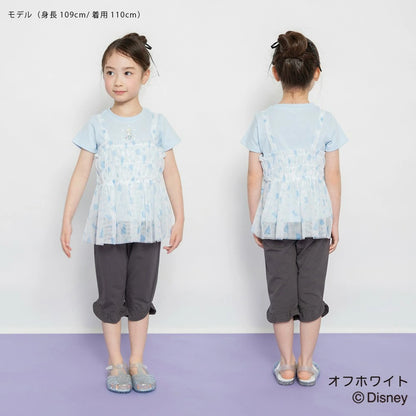 日本童裝 Branshes x Disney Frozen 印花上衣及薄紗吊帶衫套裝 90-130cm 女童款 夏季 TOPS
