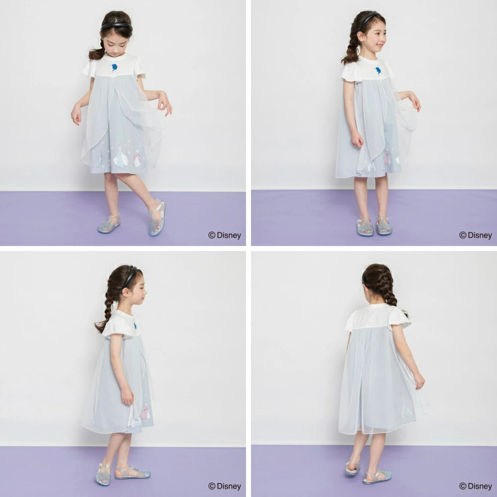 日本童裝 Branshes x Disney Frozen 薄紗拼接連身裙 90-130cm 女童款 夏季 DRESSES