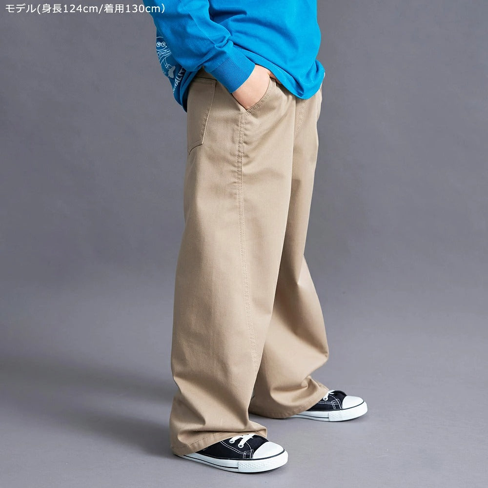 日本童裝 Branshes 彈性斜紋寬腳直筒長褲 100-160cm 男童款/女童款 秋季 PANTS