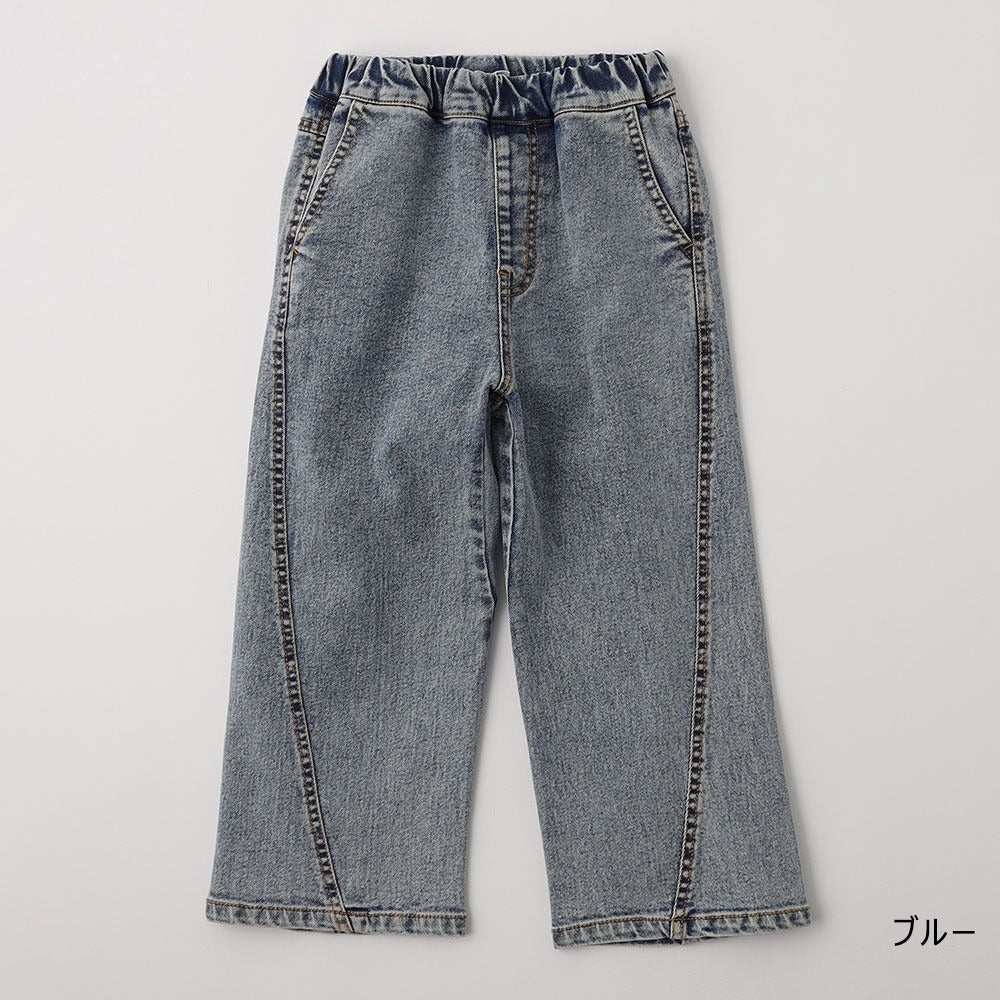 日本童裝 Branshes 牛仔寬腿直筒長褲 100-160cm 男童款/女童款 秋季 PANTS