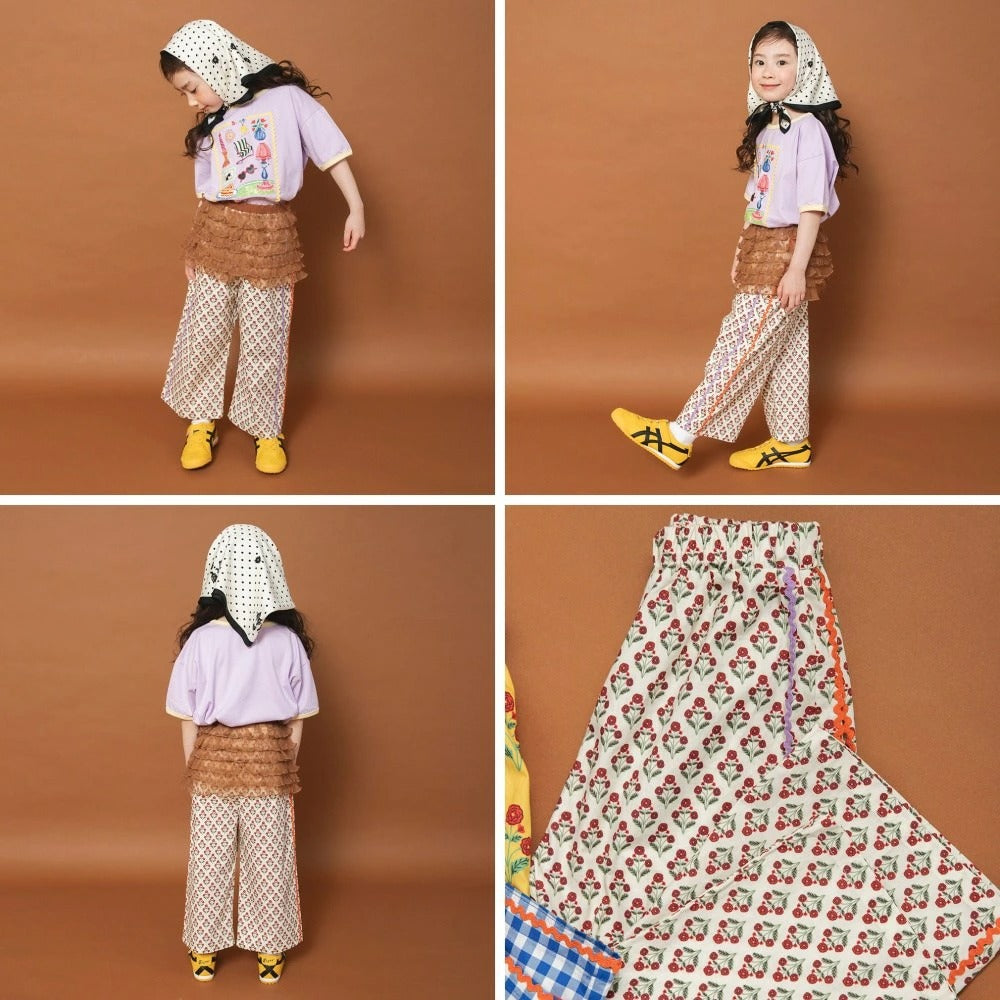 日本童裝 Branshes x りぃー 印花寬腿長褲 80-130cm 女童款 夏季 PANTS