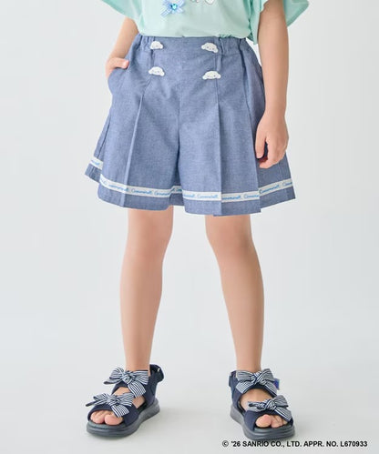 日本童裝 aF#a325 x Sanrio 圓弧鈕扣短褲 100-150cm 女童款 夏季 PANTS