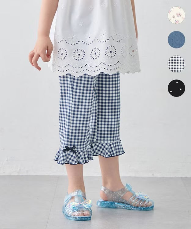 日本童裝 aF#a325 接觸冷感 花邊七分褲 90-140cm 女童款 夏季 PANTS