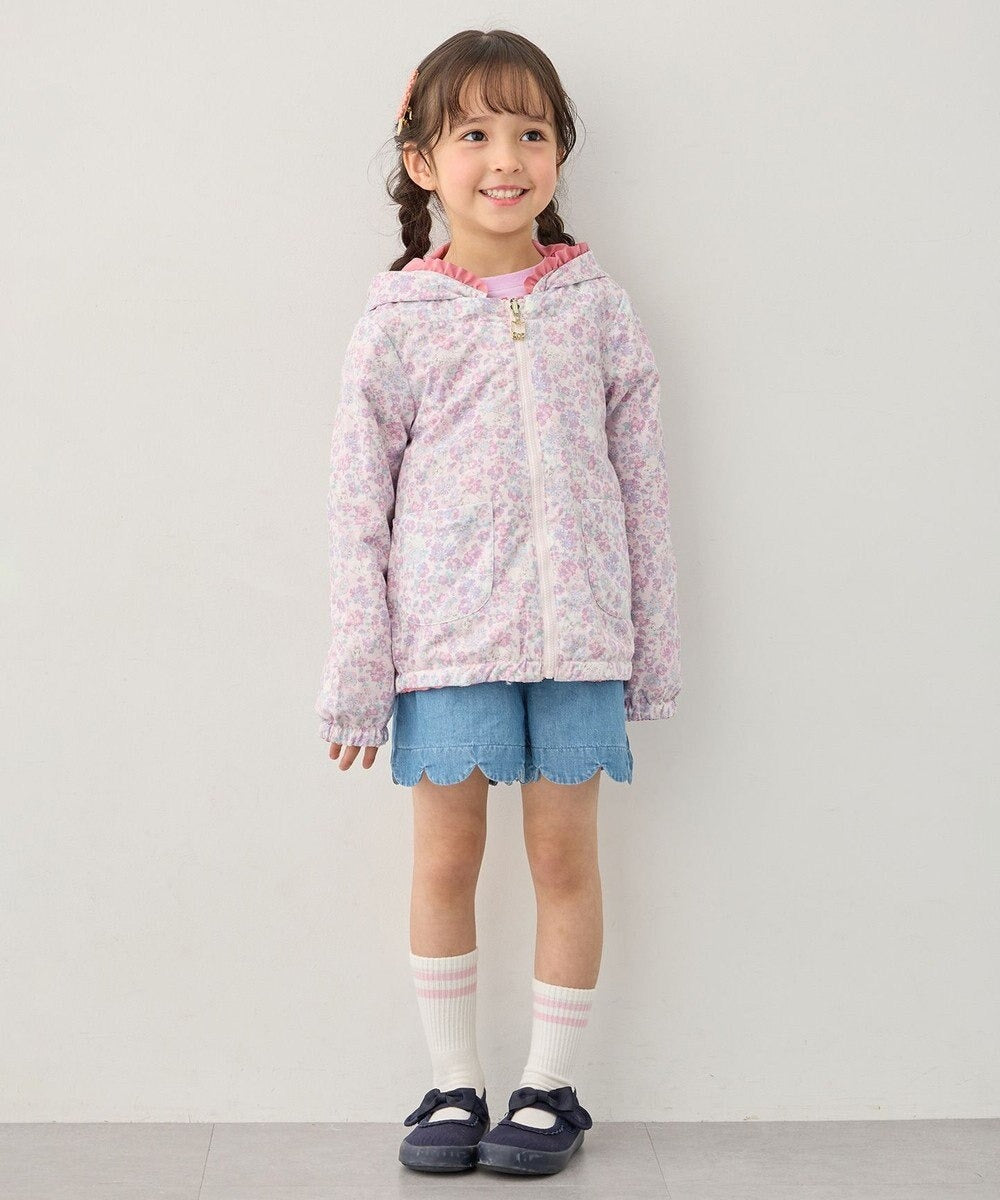 日本童裝 aF#a325 2Way 防水系列 雙面兩著 帽可拆 花邊風褸 100-150cm 女童款 春季 OUTERWEAR