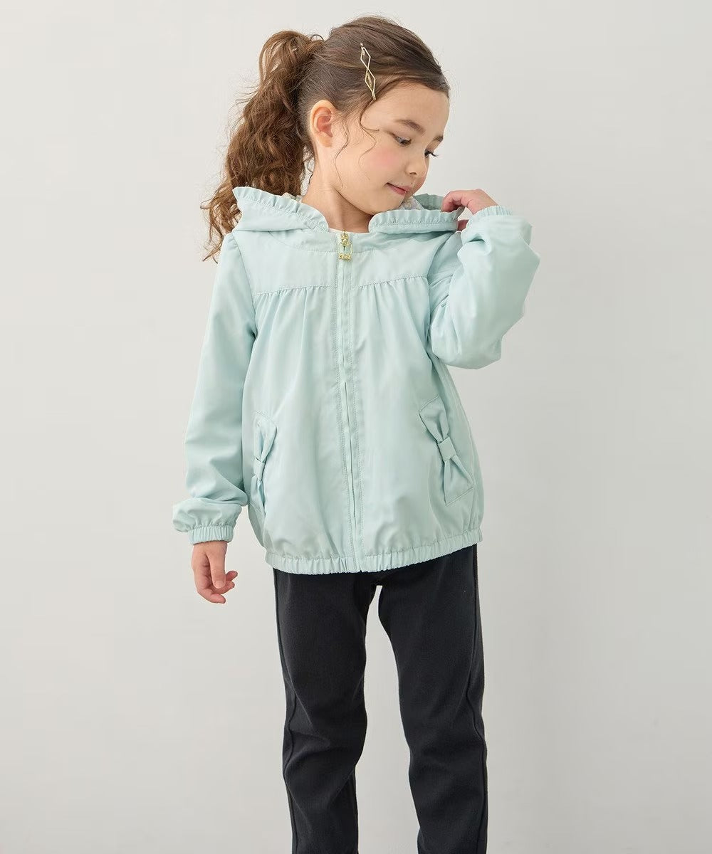 日本童裝 aF#a325 2Way 防水系列 雙面兩著 帽可拆 花邊風褸 100-150cm 女童款 春季 OUTERWEAR
