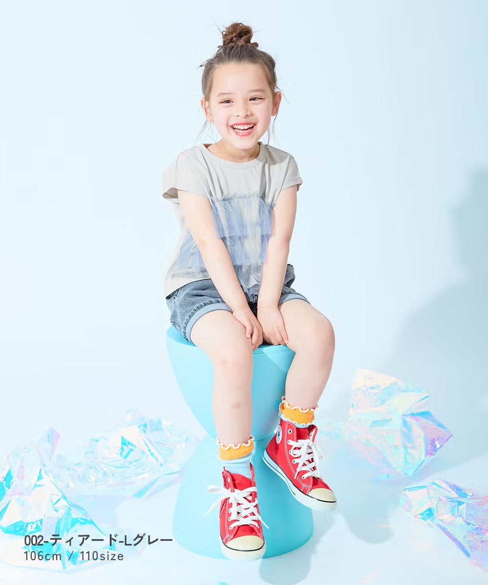 日本童裝 dev!rock 吸汗速乾 接觸冷感涼感 蕾絲花邊上衣 100-160cm 女童款 夏季 TOPS