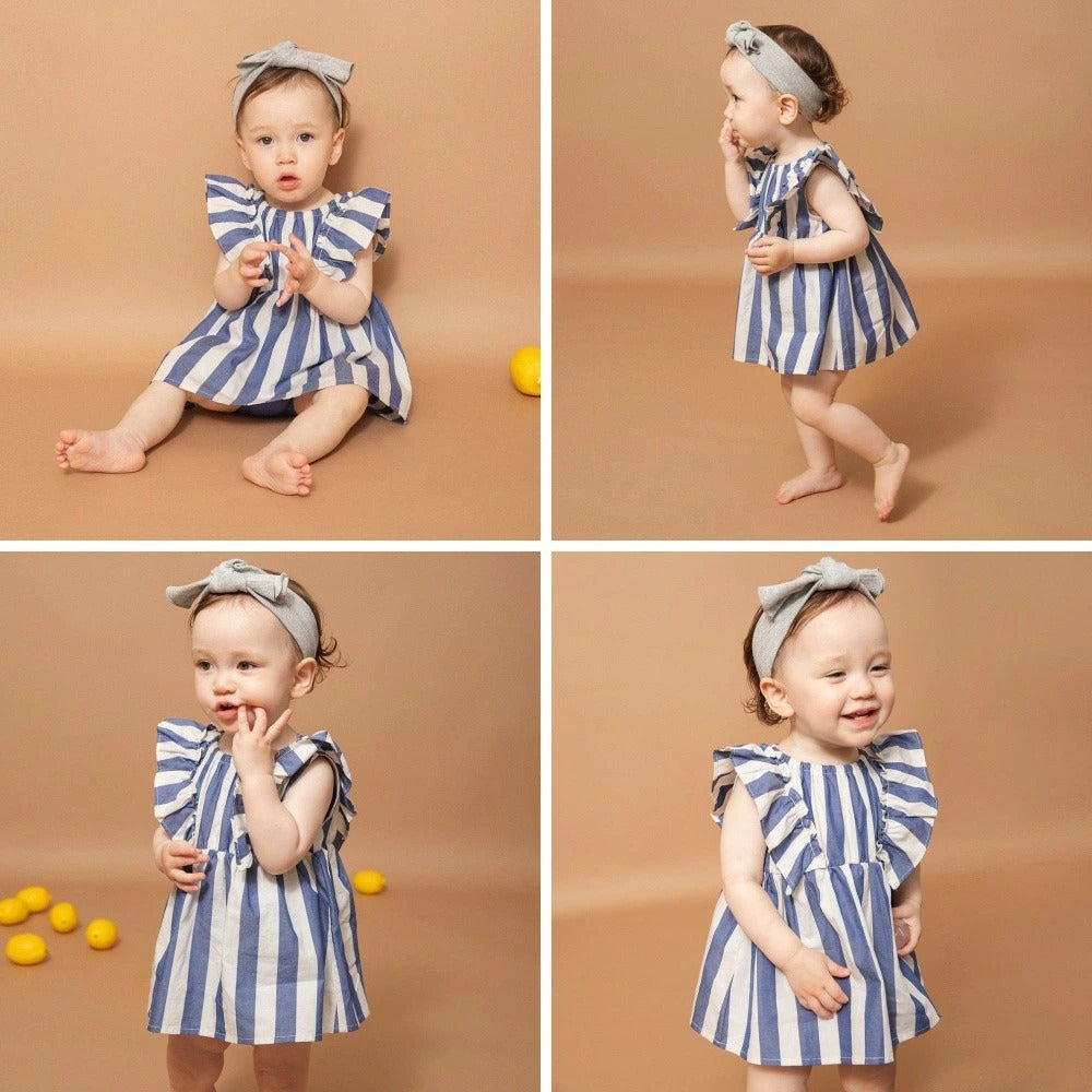 日本童裝 Branshes 染色條紋連衣 70-80cm 女童款 初生嬰兒 夏季 Jumpsuit