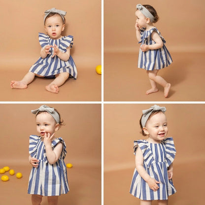 日本童裝 Branshes 染色條紋連衣 70-80cm 女童款 初生嬰兒 夏季 Jumpsuit