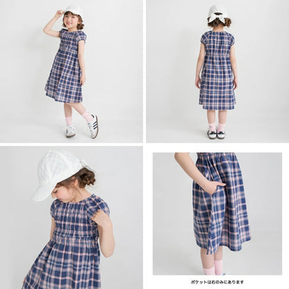 日本童裝 Branshes 短袖皺褶連身裙 80-150cm 女童款 夏季 DRESSES