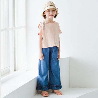日本童裝 Branshes 蝴蝶結露肩上衣 80-150cm 女童款 夏季 TOPS