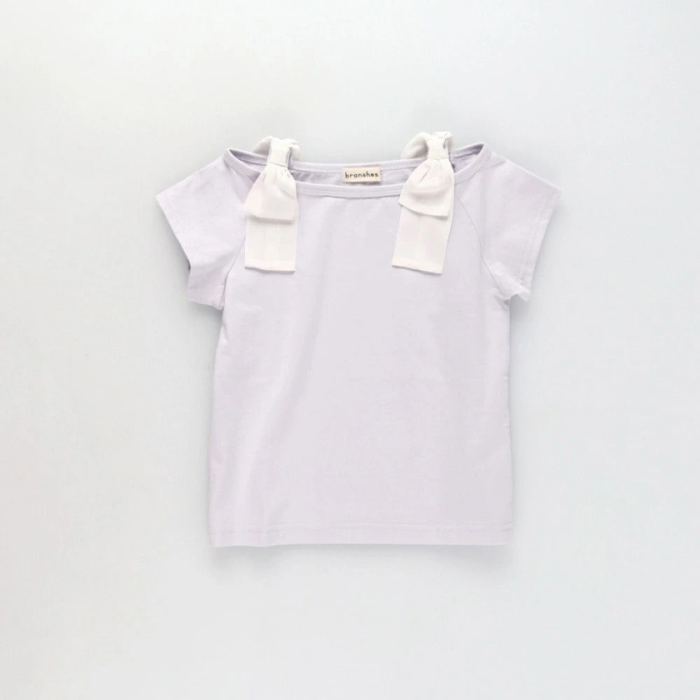 日本童裝 Branshes 蝴蝶結露肩上衣 80-150cm 女童款 夏季 TOPS