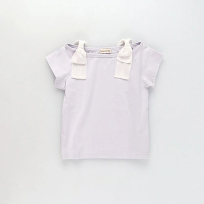 日本童裝 Branshes 蝴蝶結露肩上衣 80-150cm 女童款 夏季 TOPS