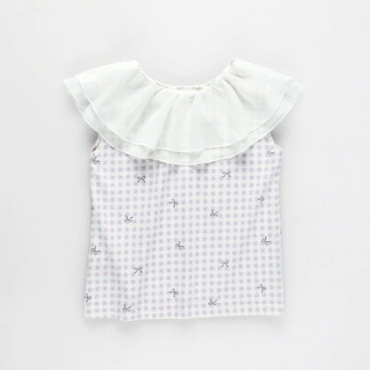 日本童裝 Branshes 2Way 前後兩著 接觸冷感 荷葉領背心 80-150cm 女童款 夏季 TOPS