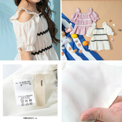 日本童裝 Branshes 露肩褶皺上衣 80-150cm 女童款 夏季 TOPS