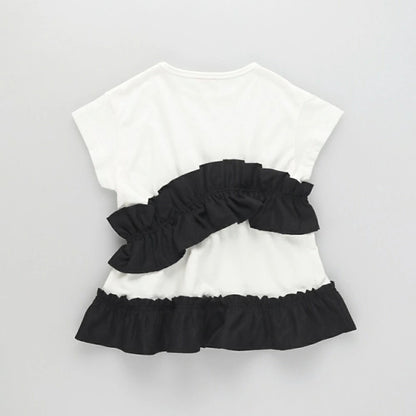 日本童裝 Branshes褶皺荷葉邊上衣 100-150cm 女童款 夏季 TOPS