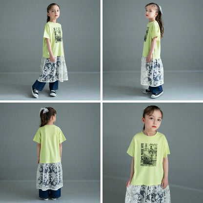 日本童裝 Branshes 絲拼接連身裙 100-150cm 女童款 夏季 DRESSES TOPS