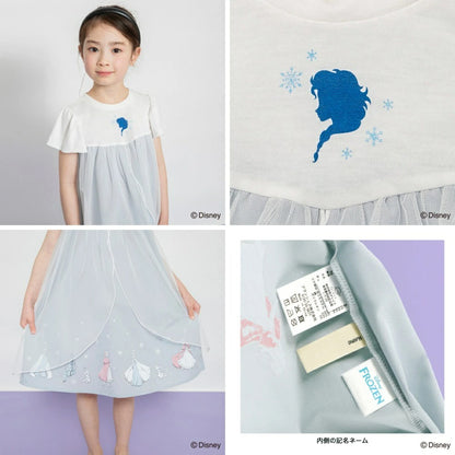 日本童裝 Branshes x Disney Frozen 薄紗拼接連身裙 90-130cm 女童款 夏季 DRESSES