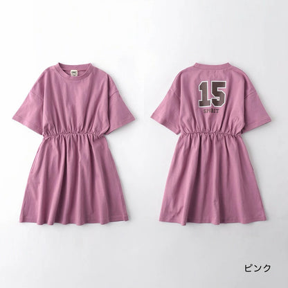 日本童裝 Branshes 後背Logo收腰連身裙 100-150cm 女童款 夏季 DRESSES