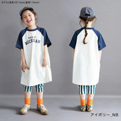 日本童裝 Branshes 插肩短袖連身裙 100-150cm 女童款 夏季 DRESSES