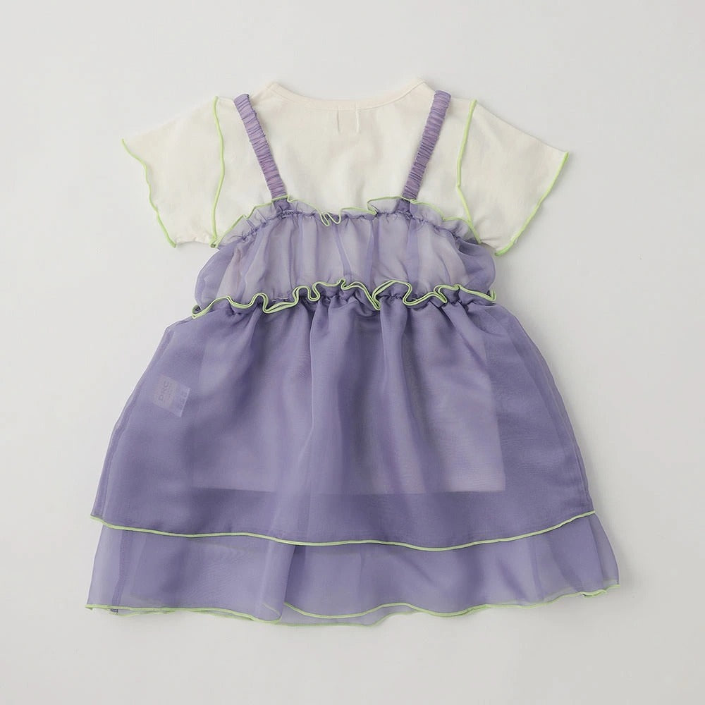 日本童裝 Branshes 透薄紗吊帶裙+短袖上衣套裝 100-150cm 女童款 夏季 TOPS DRESSES