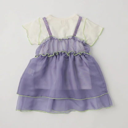 日本童裝 Branshes 透薄紗吊帶裙+短袖上衣套裝 100-150cm 女童款 夏季 TOPS DRESSES