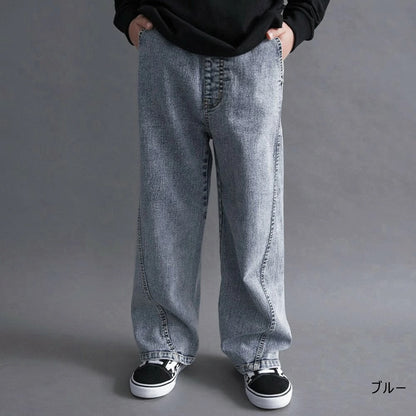 日本童裝 Branshes 牛仔寬腿直筒長褲 100-160cm 男童款/女童款 秋季 PANTS