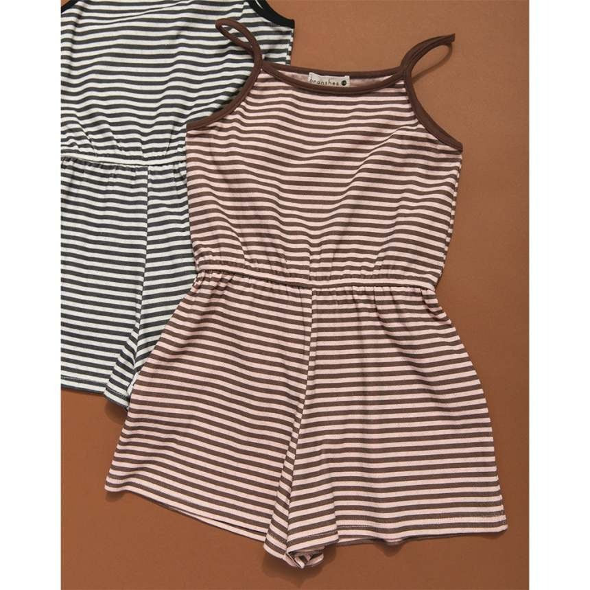 日本童裝 Branshes x りぃー 條紋吊帶連體褲 80-130cm 女童款 夏季 Jumpsuit