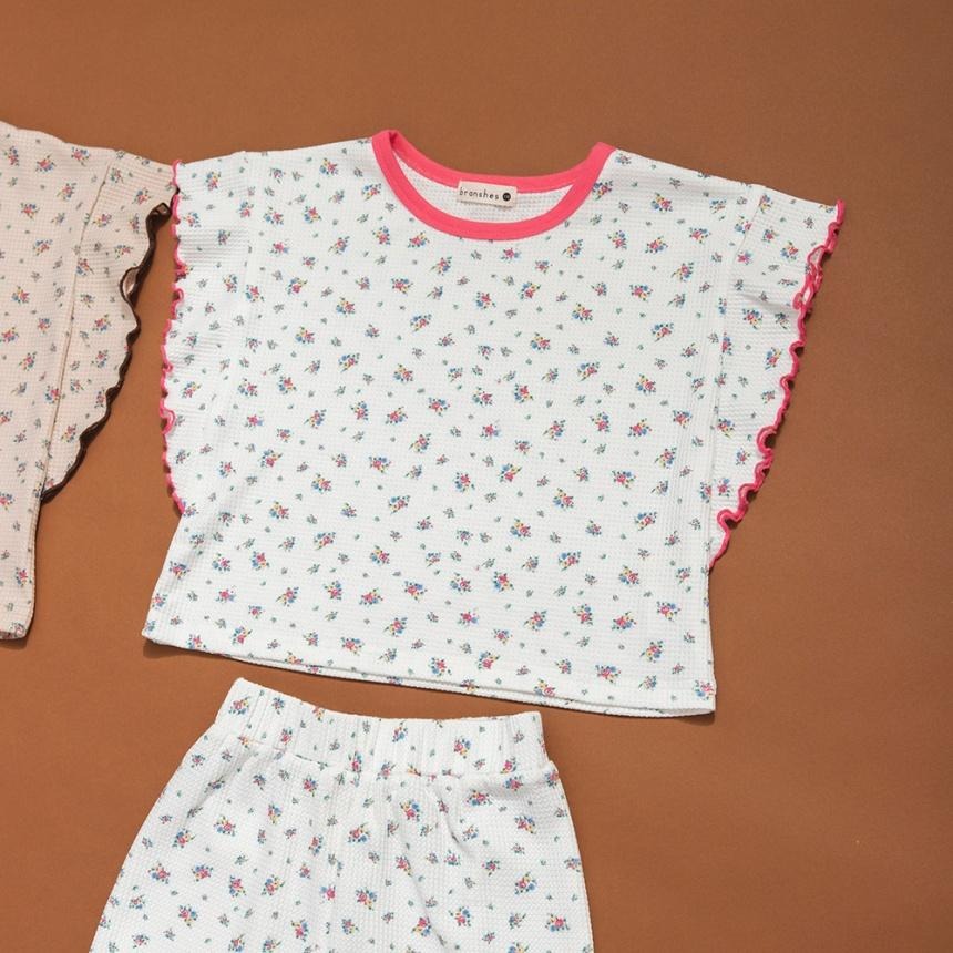 日本童裝 Branshes x りぃー 小碎花華夫格套裝 80-130cm 女童款 夏季 TOPS PANTS