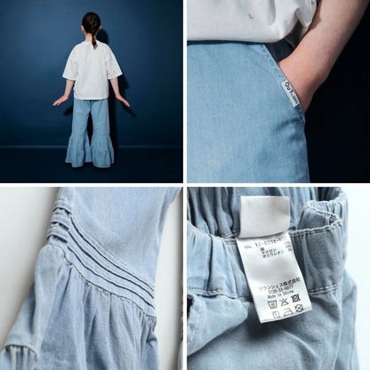 日本童裝 Branshes【Ou? by EDWIN】牛仔荷葉邊喇叭褲 90-150cm 女童款 夏季 PANTS
