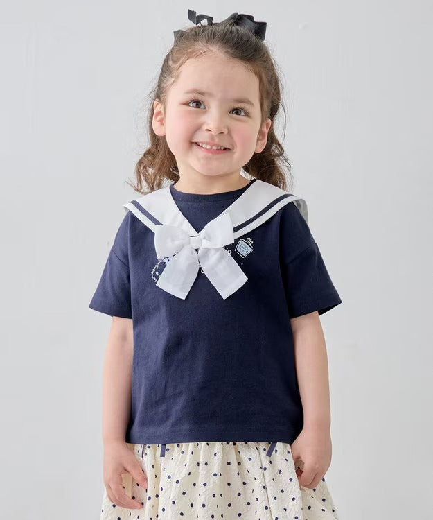 日本童裝 aF#a325 接觸冷感 2Way 水手領上衣 110-150cm 女童款 夏季 TOPS