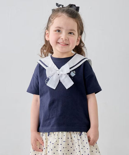 日本童裝 aF#a325 接觸冷感 2Way 水手領上衣 110-150cm 女童款 夏季 TOPS