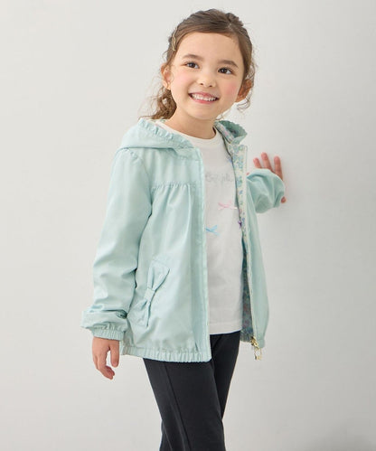 日本童裝 aF#a325 2Way 防水系列 雙面兩著 帽可拆 花邊風褸 100-150cm 女童款 春季 OUTERWEAR