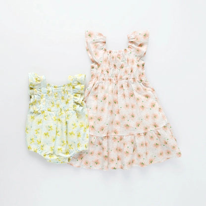 日本童裝 Branshes 花卉印花連衣 70-80cm 女童款 初生嬰兒 夏季 Jumpsuit