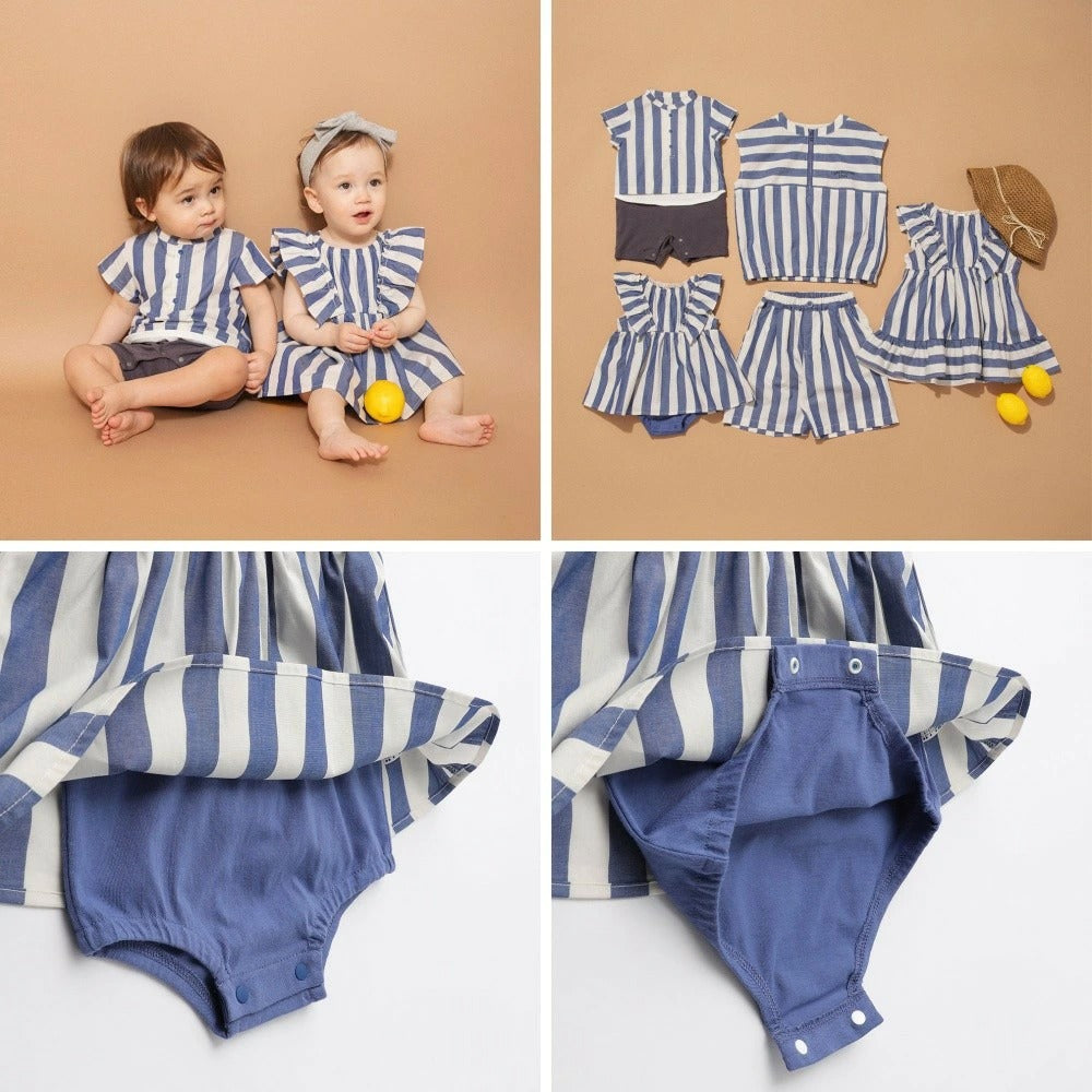 日本童裝 Branshes 染色條紋連衣 70-80cm 女童款 初生嬰兒 夏季 Jumpsuit