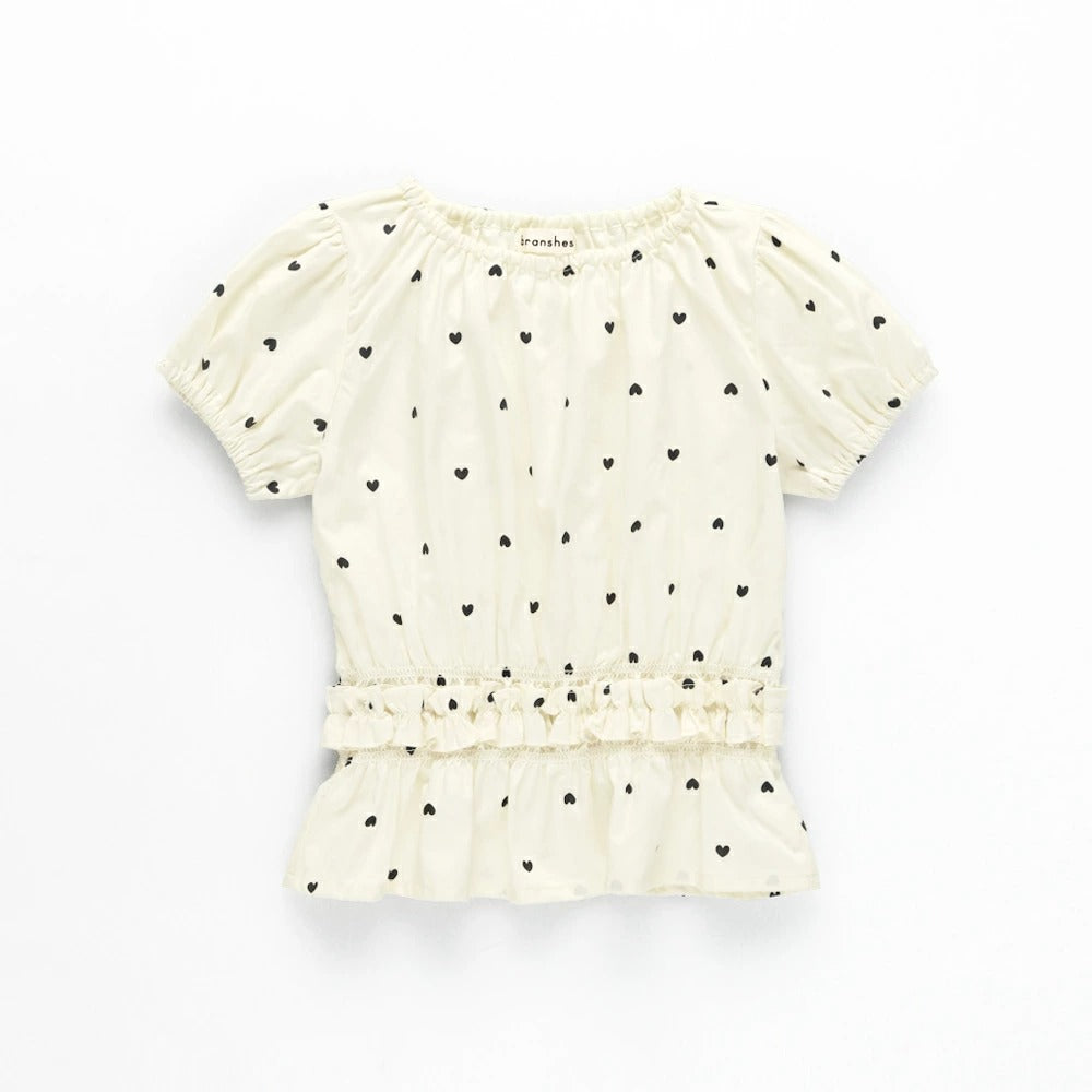 日本童裝 Branshes 束腰短袖上衣 80-130cm 女童款 夏季 TOPS