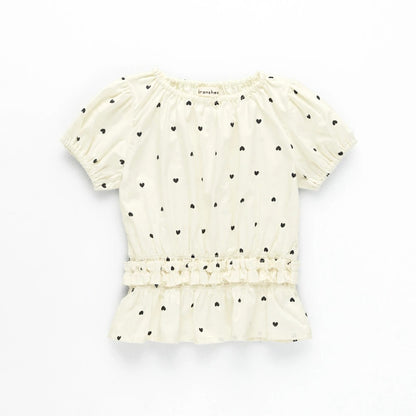 日本童裝 Branshes 束腰短袖上衣 80-130cm 女童款 夏季 TOPS