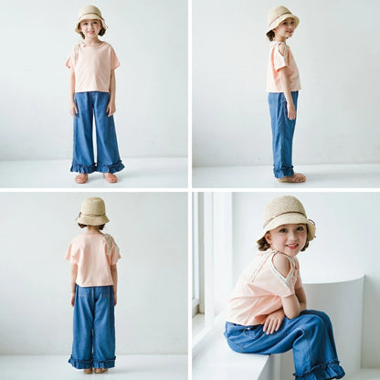 日本童裝 Branshes 蝴蝶結露肩上衣 80-150cm 女童款 夏季 TOPS