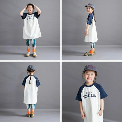 日本童裝 Branshes 插肩短袖連身裙 100-150cm 女童款 夏季 DRESSES