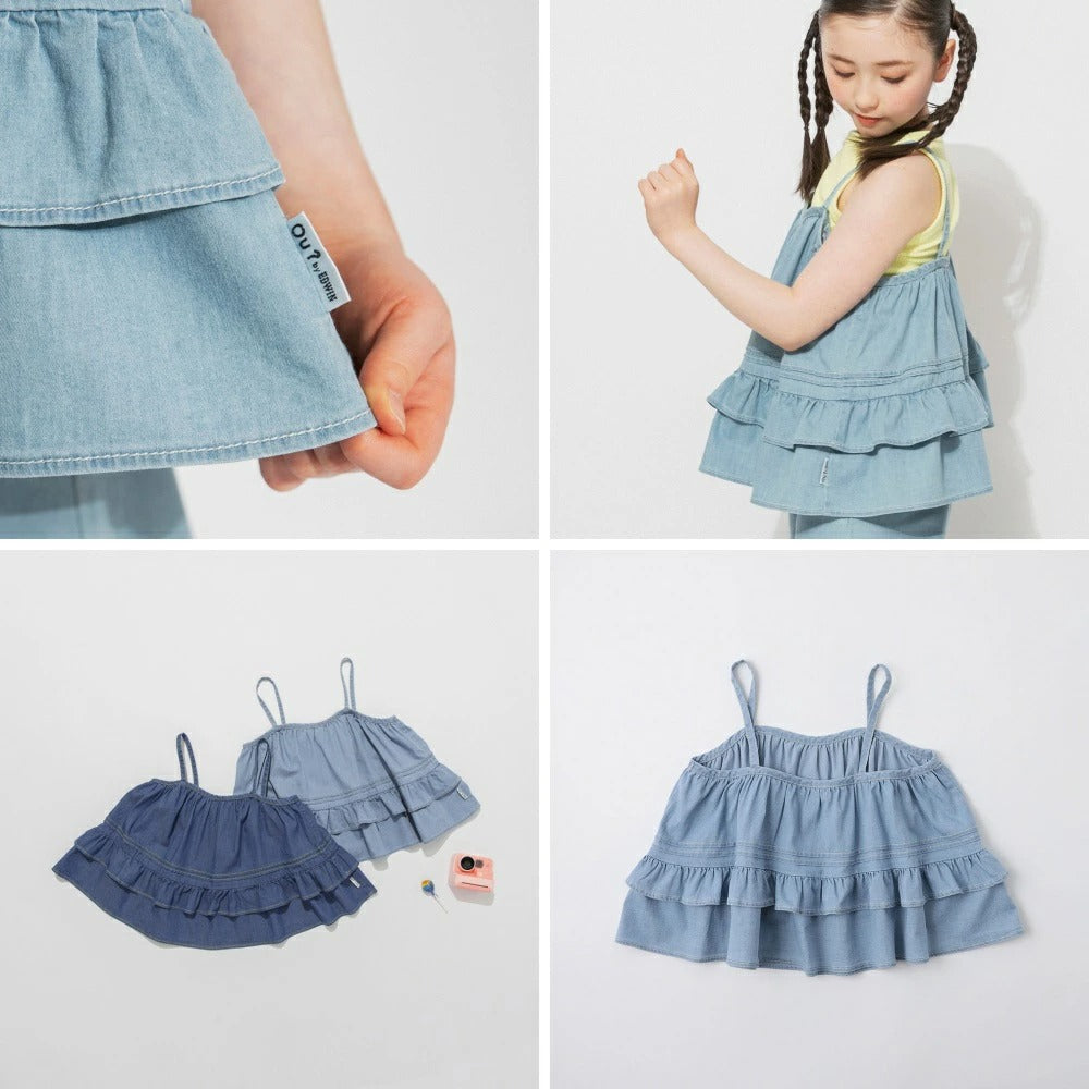 日本童裝 Branshes【Ou? by EDWIN】牛仔吊帶背心 90-150cm 女童款 夏季 TOPS