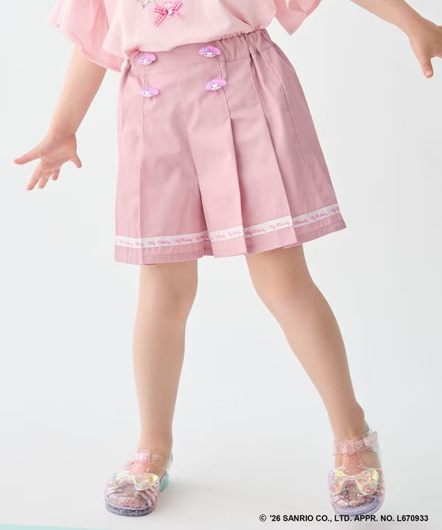 日本童裝 aF#a325 x Sanrio 圓弧鈕扣短褲 100-150cm 女童款 夏季 PANTS