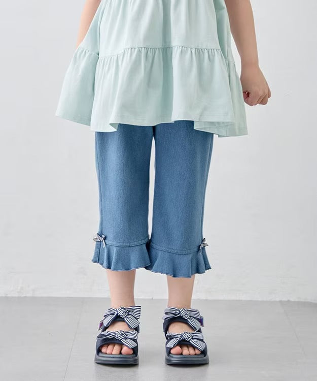 日本童裝 aF#a325 接觸冷感 花邊七分褲 90-140cm 女童款 夏季 PANTS