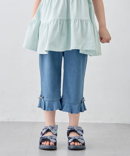 日本童裝 aF#a325 接觸冷感 花邊七分褲 90-140cm 女童款 夏季 PANTS