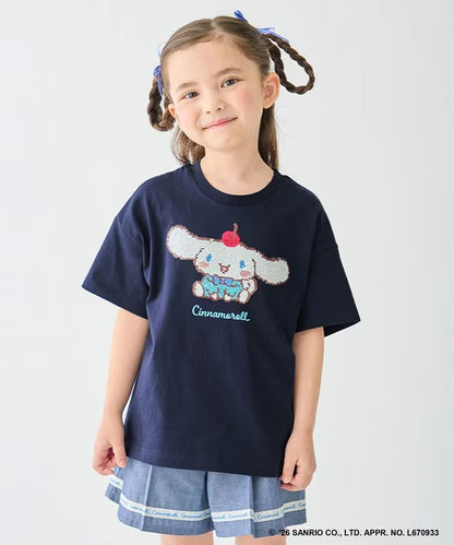 日本童裝 aF#a325 x Sanrio 接觸冷感 亮片圖案上衣 100-140cm 女童款 夏季 TOPS