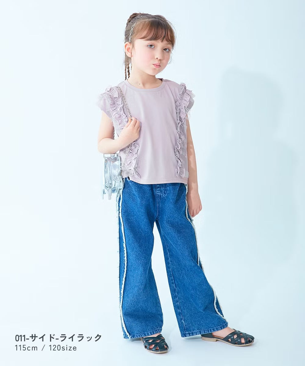 日本童裝 dev!rock 吸汗速乾 接觸冷感涼感 蕾絲花邊上衣 100-160cm 女童款 夏季 TOPS