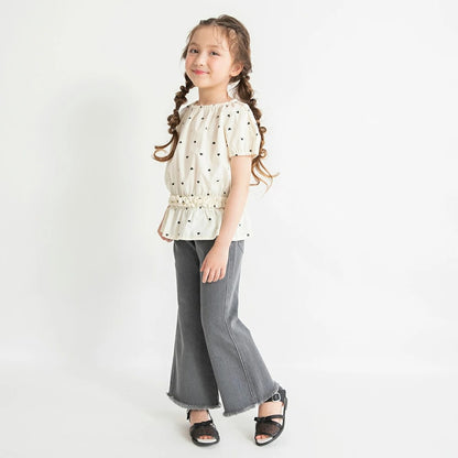 日本童裝 Branshes 束腰短袖上衣 80-130cm 女童款 夏季 TOPS