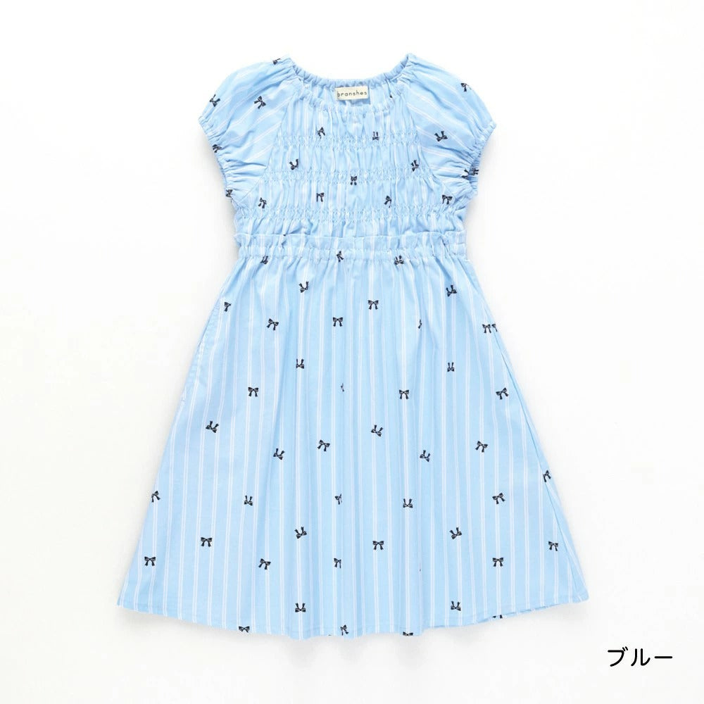 日本童裝 Branshes 短袖皺褶連身裙 80-150cm 女童款 夏季 DRESSES