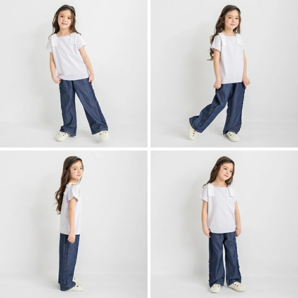 日本童裝 Branshes 蝴蝶結露肩上衣 80-150cm 女童款 夏季 TOPS